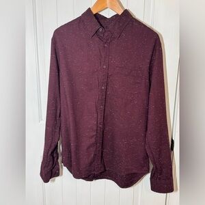 Club Monaco Burgundy Speckled Button-Down Shirt